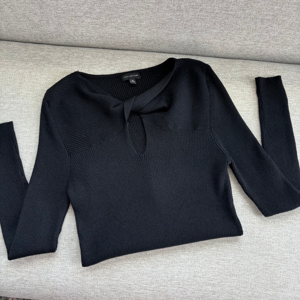 The Limited Ribbed Shimmer Knit Sweater XL Twist Keyhole 2010s Office Glam Y2K